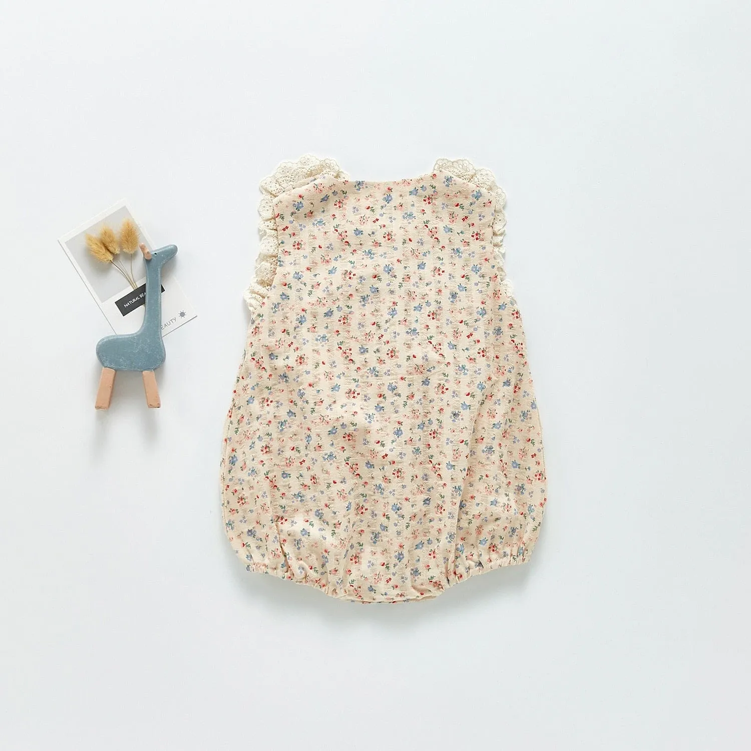 Lace Floral Print Baby Romper