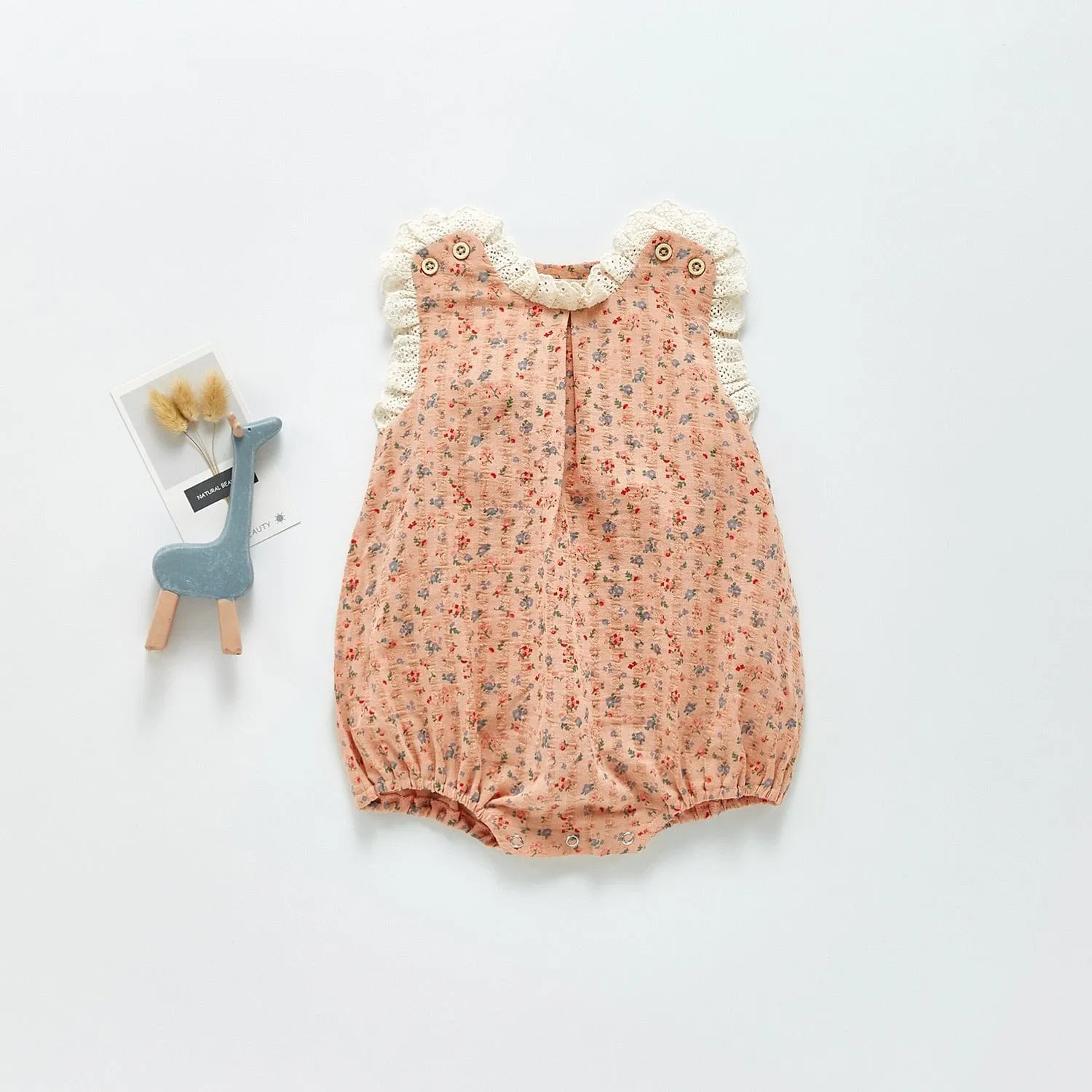 Lace Floral Print Baby Romper