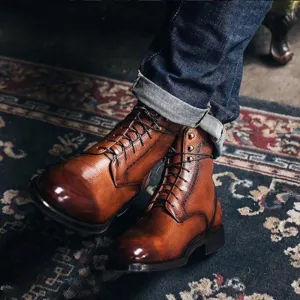 Lace Up Vegan Leather Winter Boots For Men