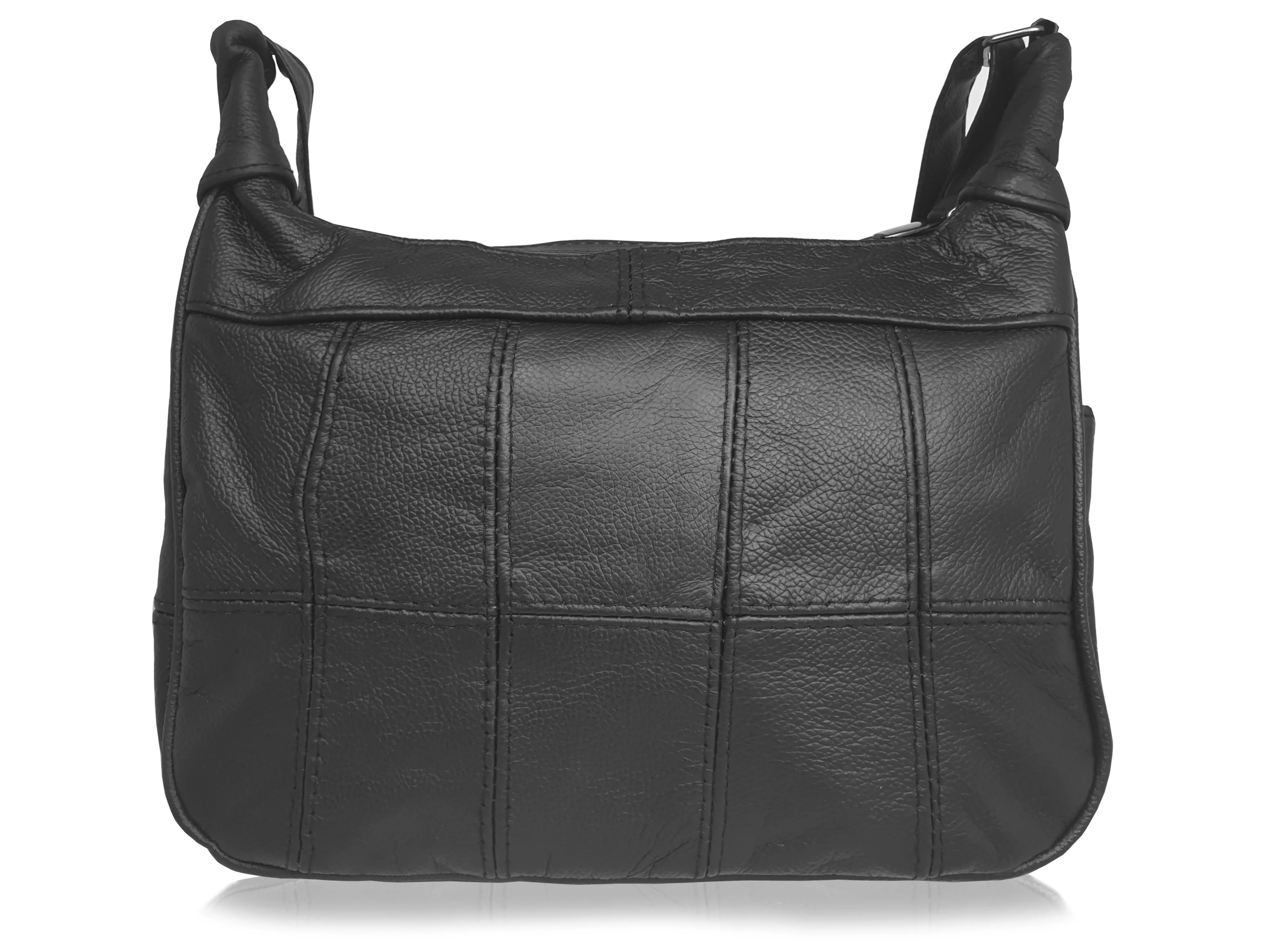 Ladies Real Leather Shoulder Bag - Women's Cross Body Black Handbag