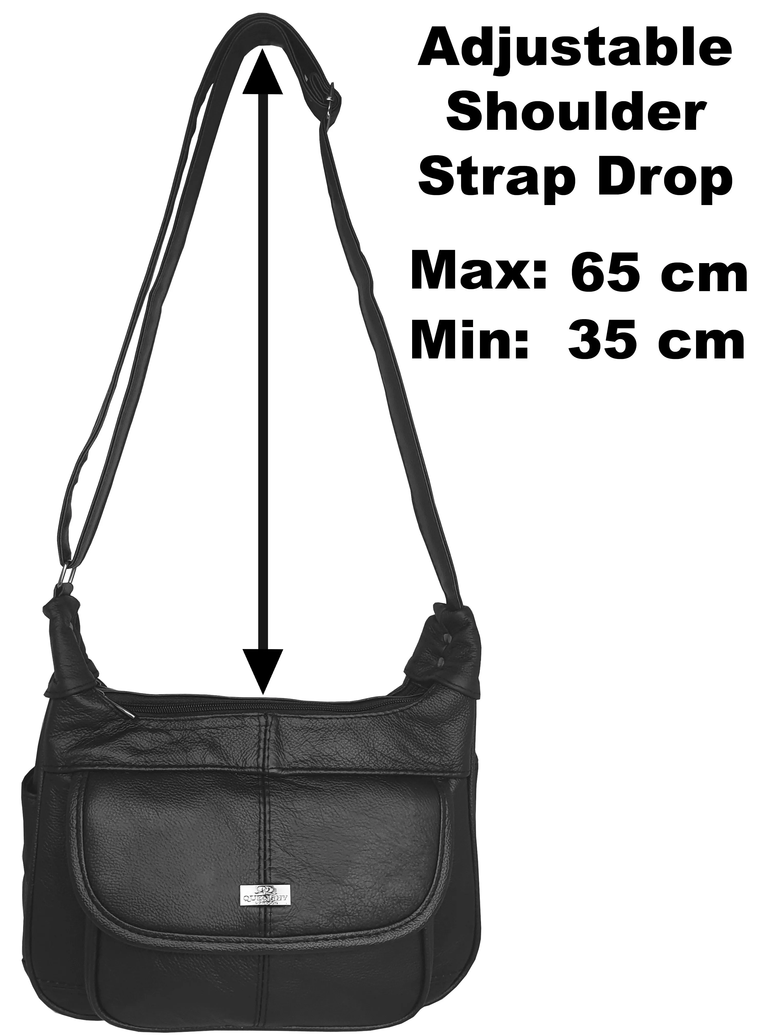 Ladies Real Leather Shoulder Bag - Women's Cross Body Black Handbag