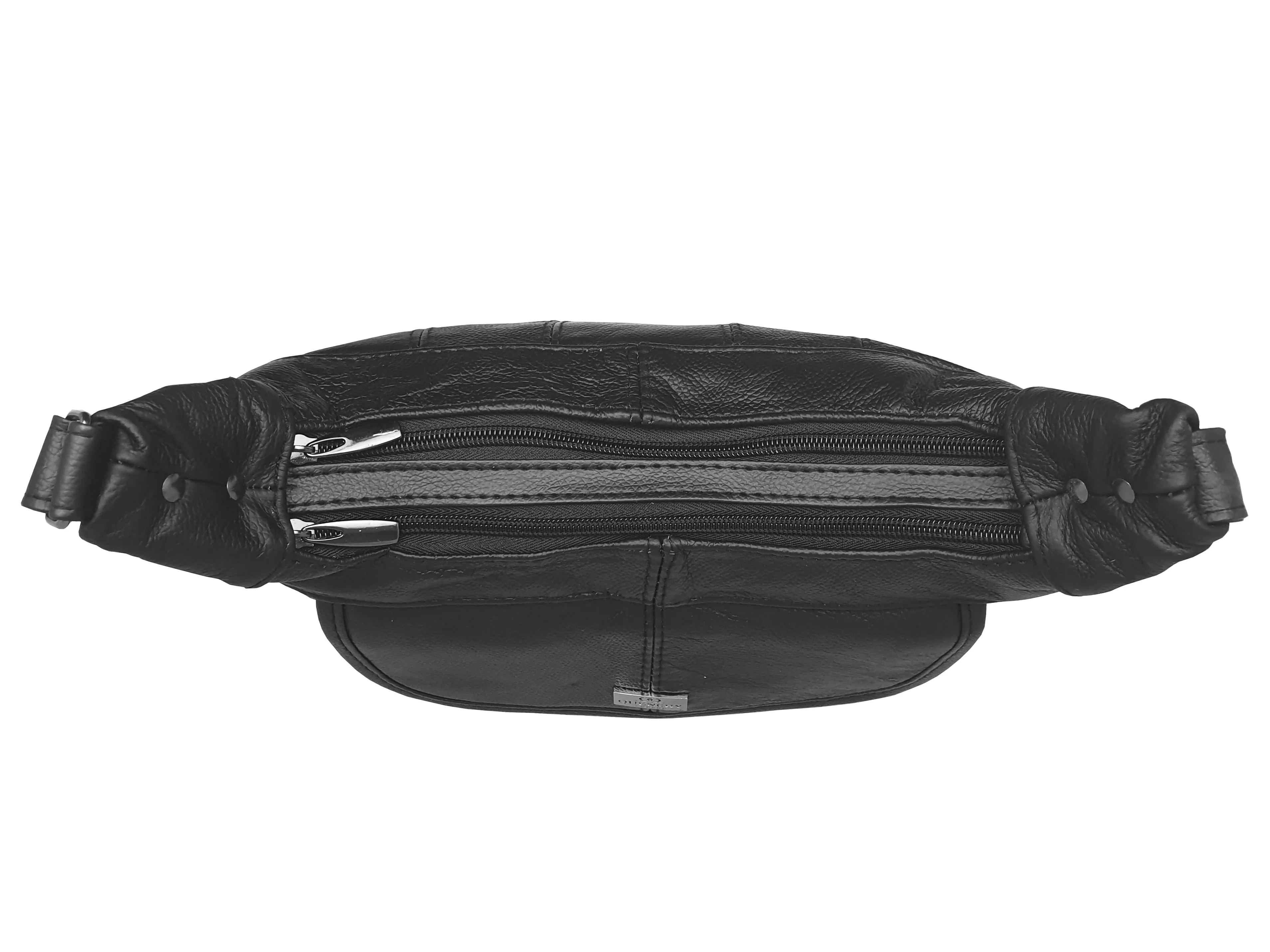Ladies Real Leather Shoulder Bag - Women's Cross Body Black Handbag