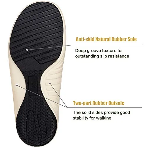 LazyStep Men's Cozy Slippers with Arch Support, Casual Canvas House Slippers with Vlevet Lining, Slip on Clog House Shoes with Anti-Skid Indoor Outdoor Rubber Sole, Khaki, Size 12
