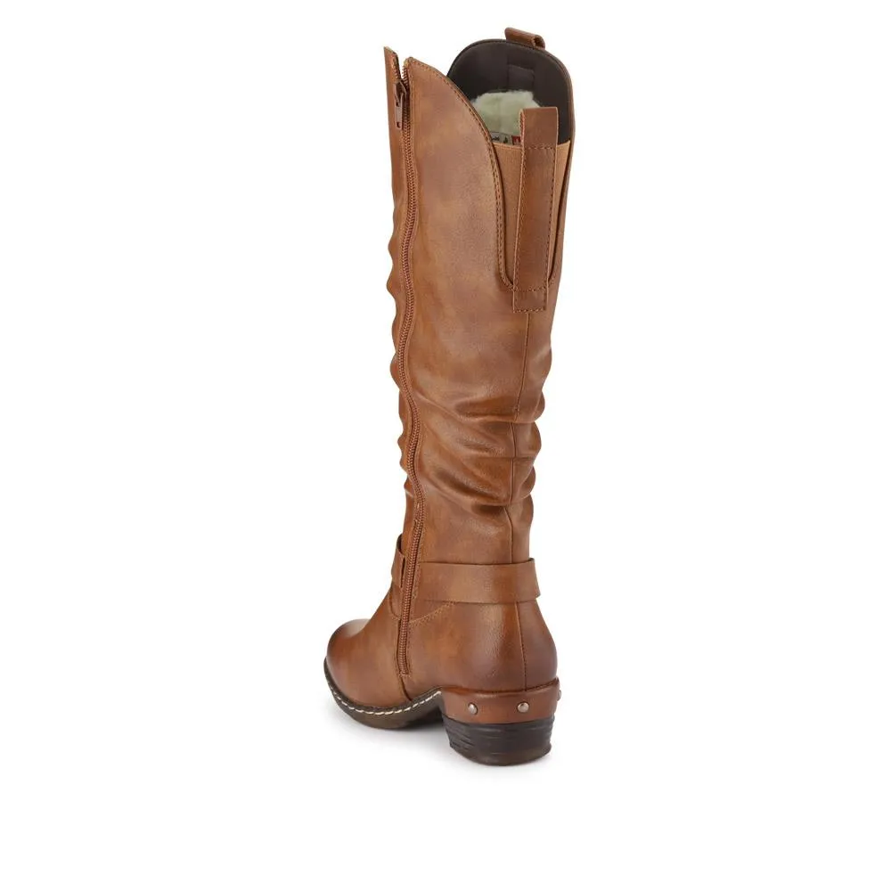 Leather Western-Heeled Long Boots - RKR40525 / 326 087