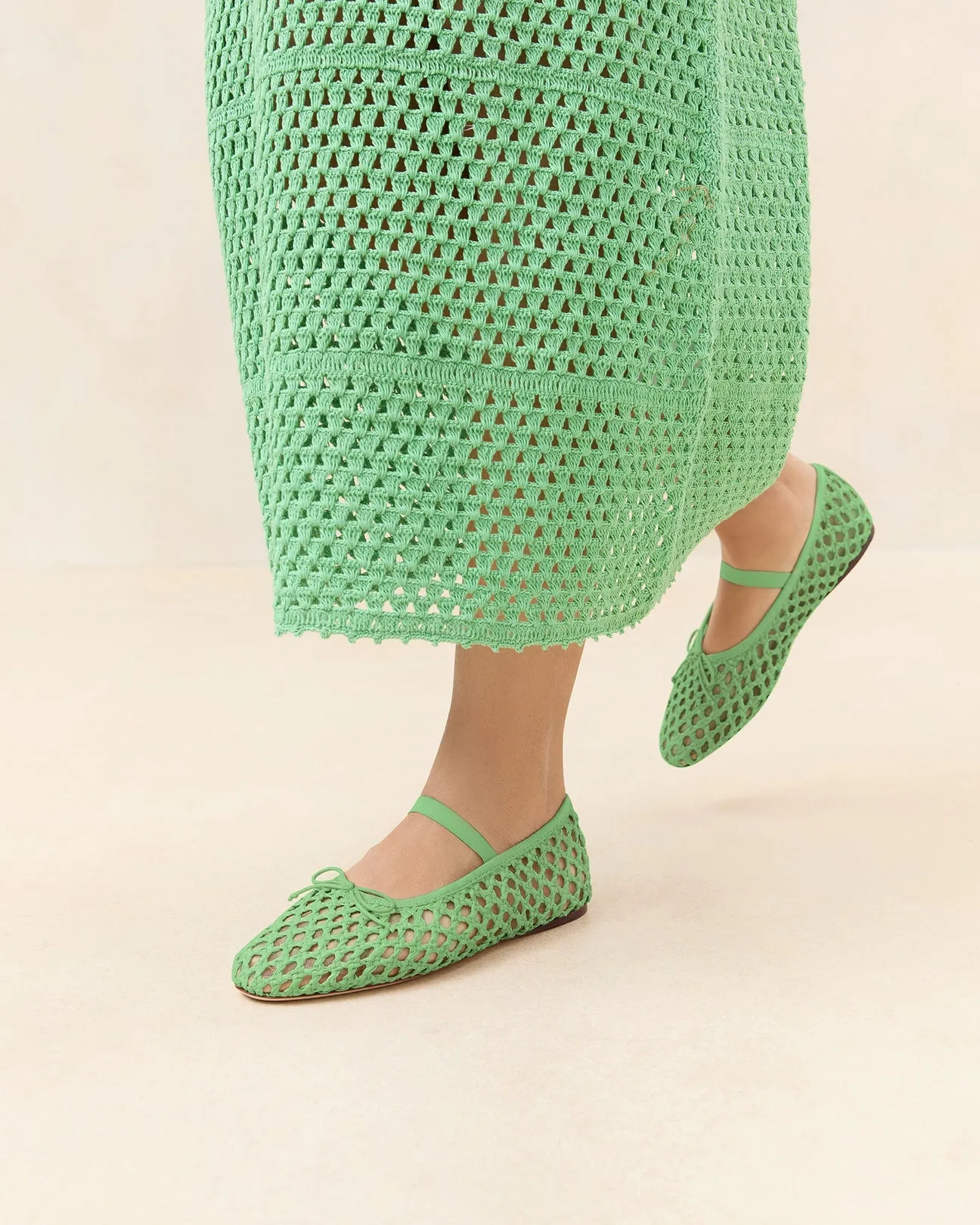 Leonie Kelly Green Crochet Ballet Flat