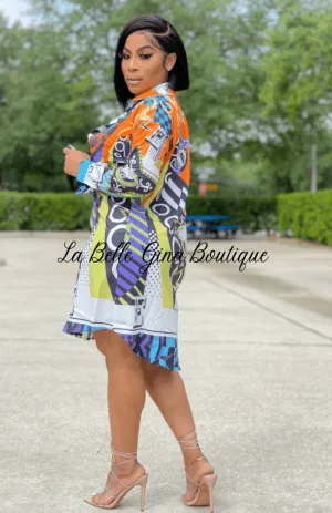Lia Print Multicolor Shirt Dress-FINAL SALE