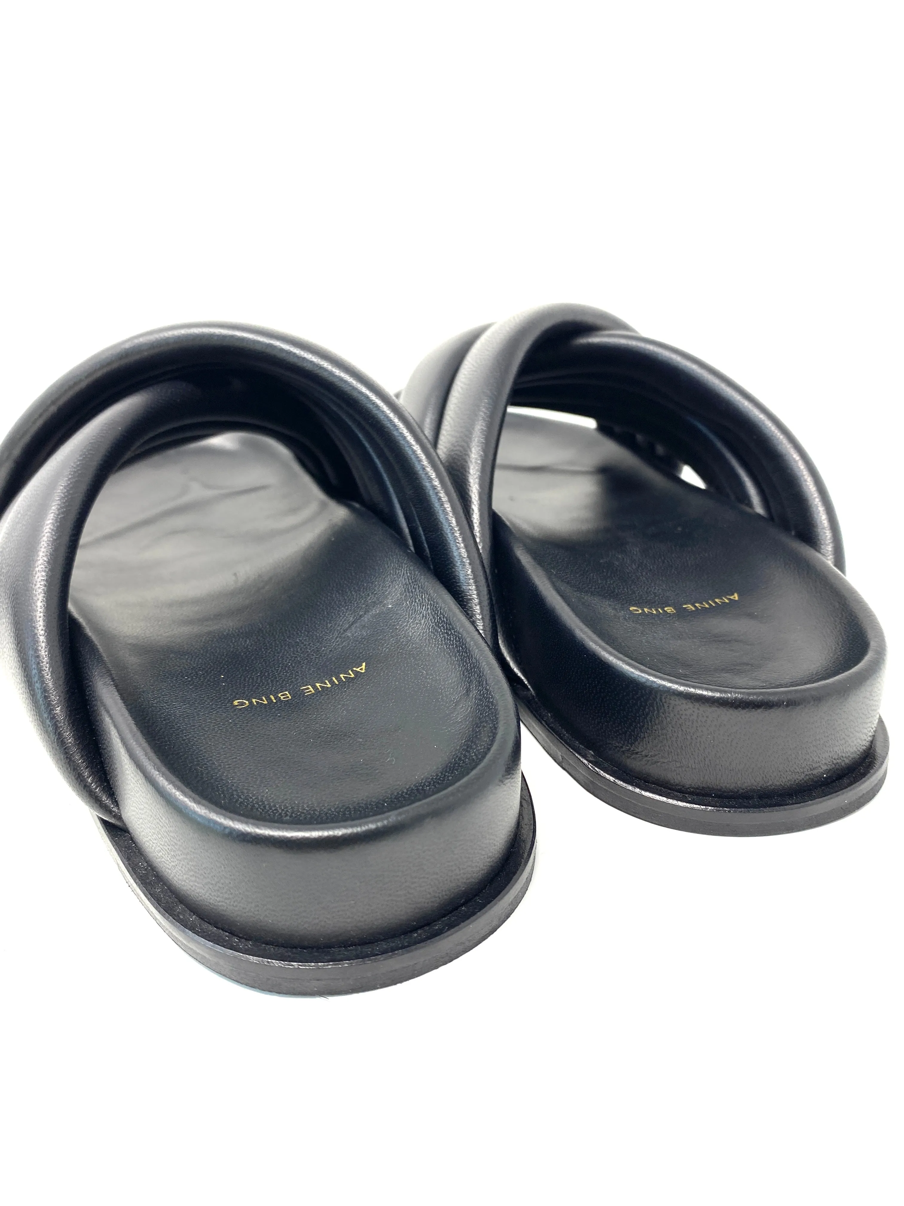 LIZZIE LEATHER SLIDES BLACK - EU 40