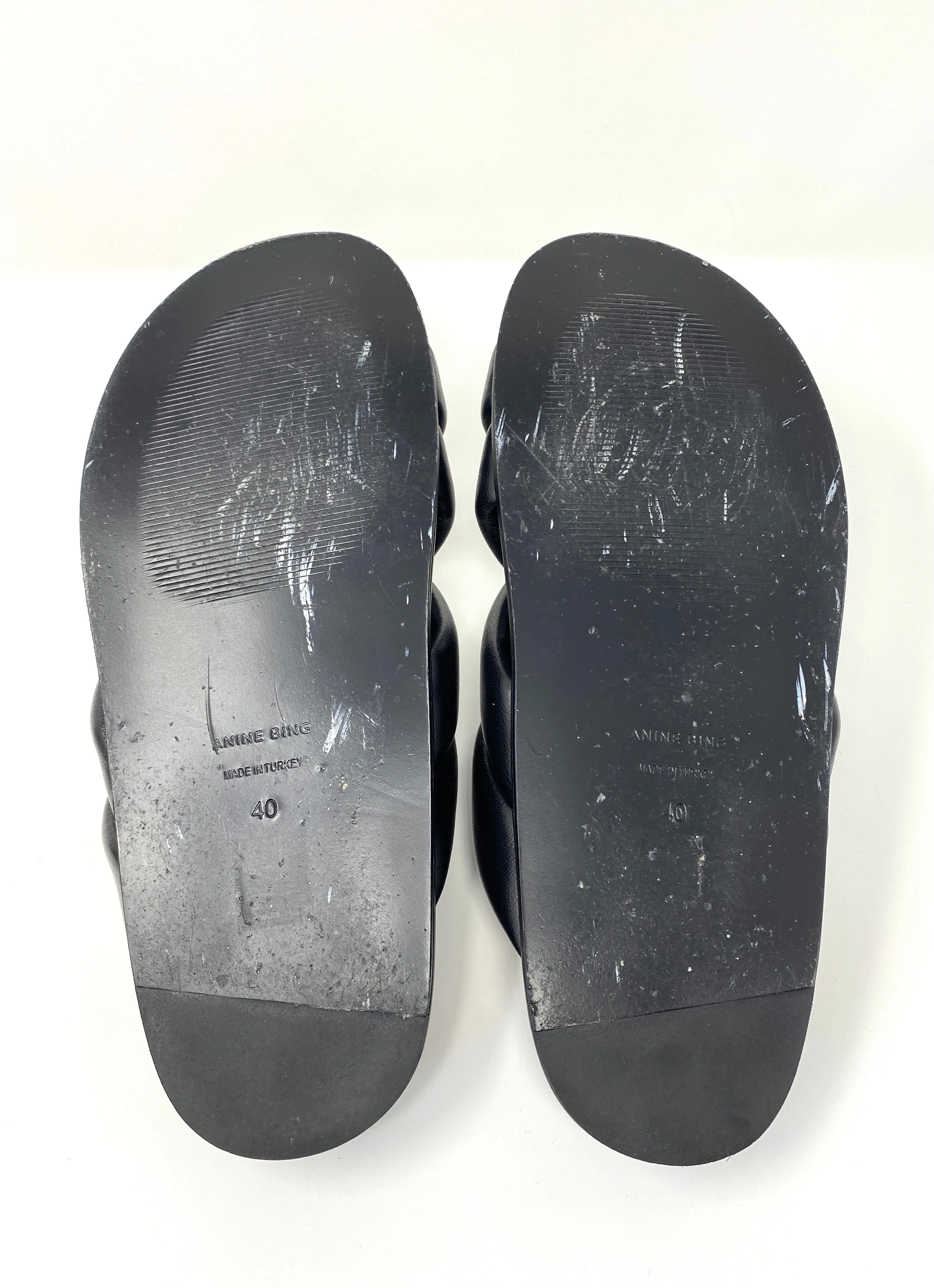LIZZIE LEATHER SLIDES BLACK - EU 40