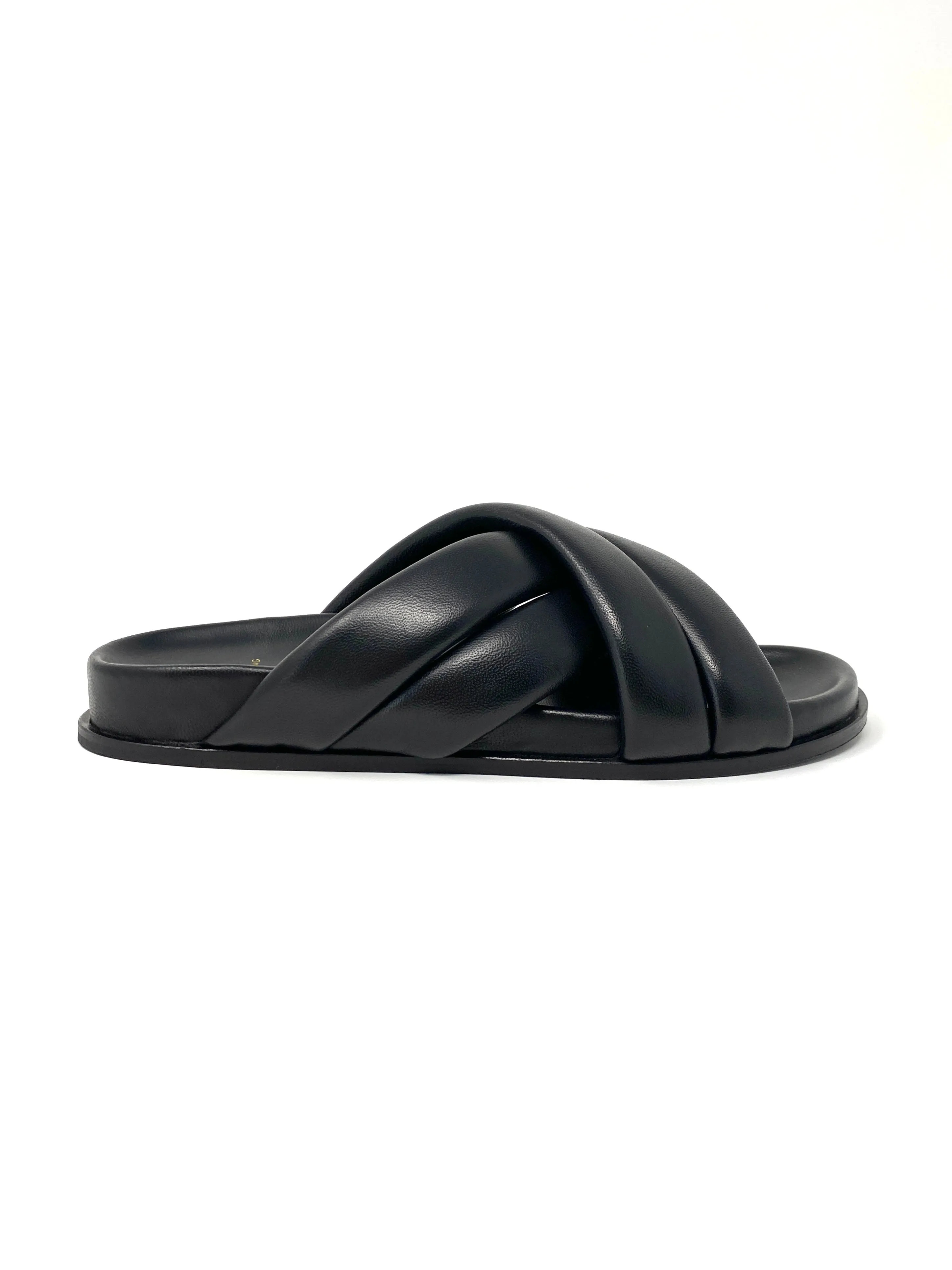 LIZZIE LEATHER SLIDES BLACK - EU 40