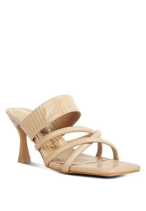 London Rag Criss Cross Strap Spool Heel Sandals