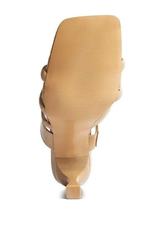 London Rag Criss Cross Strap Spool Heel Sandals