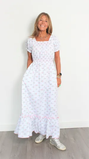 Loretta Caponi Stefania rose-print cotton maxi dress