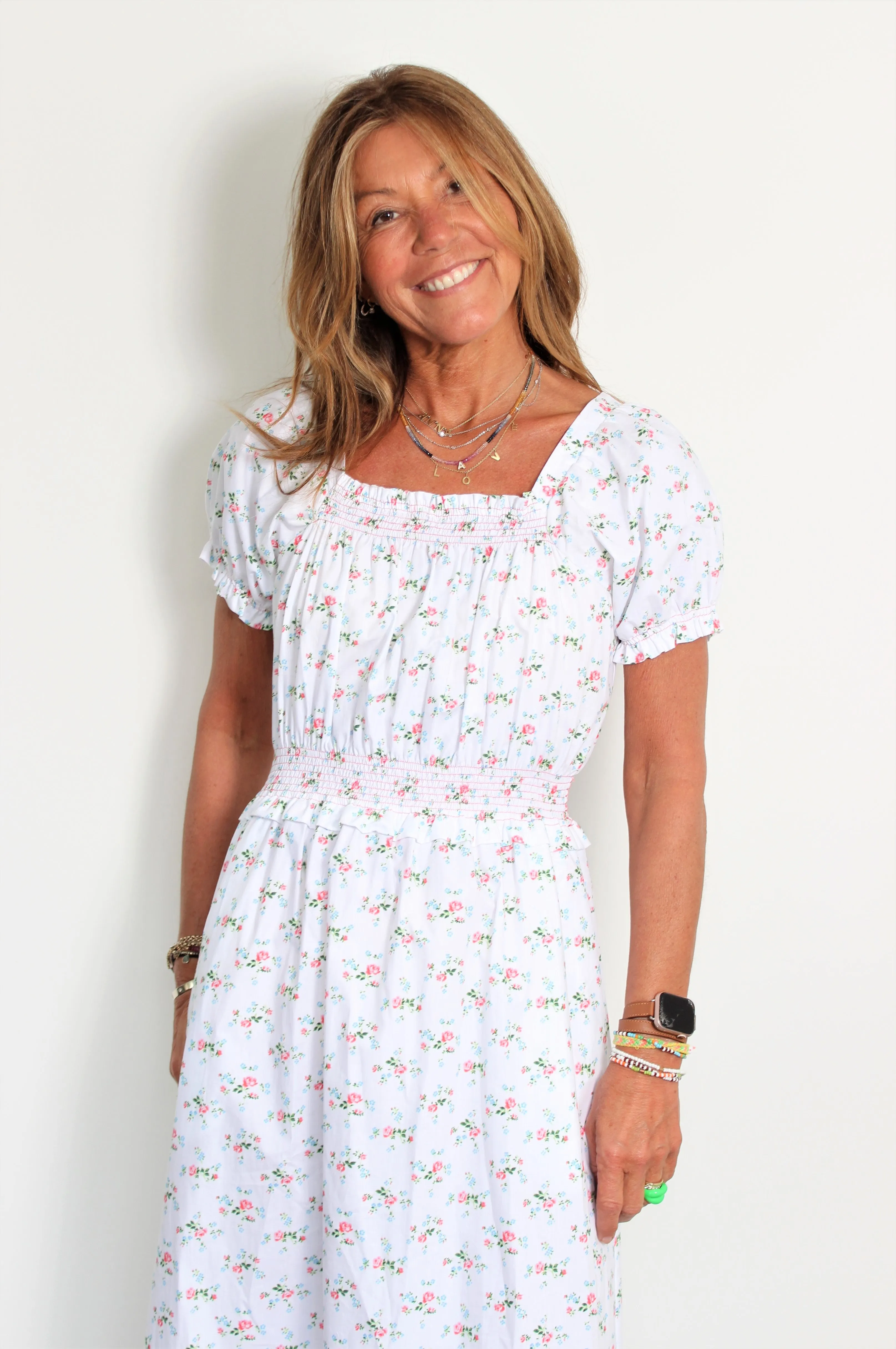 Loretta Caponi Stefania rose-print cotton maxi dress
