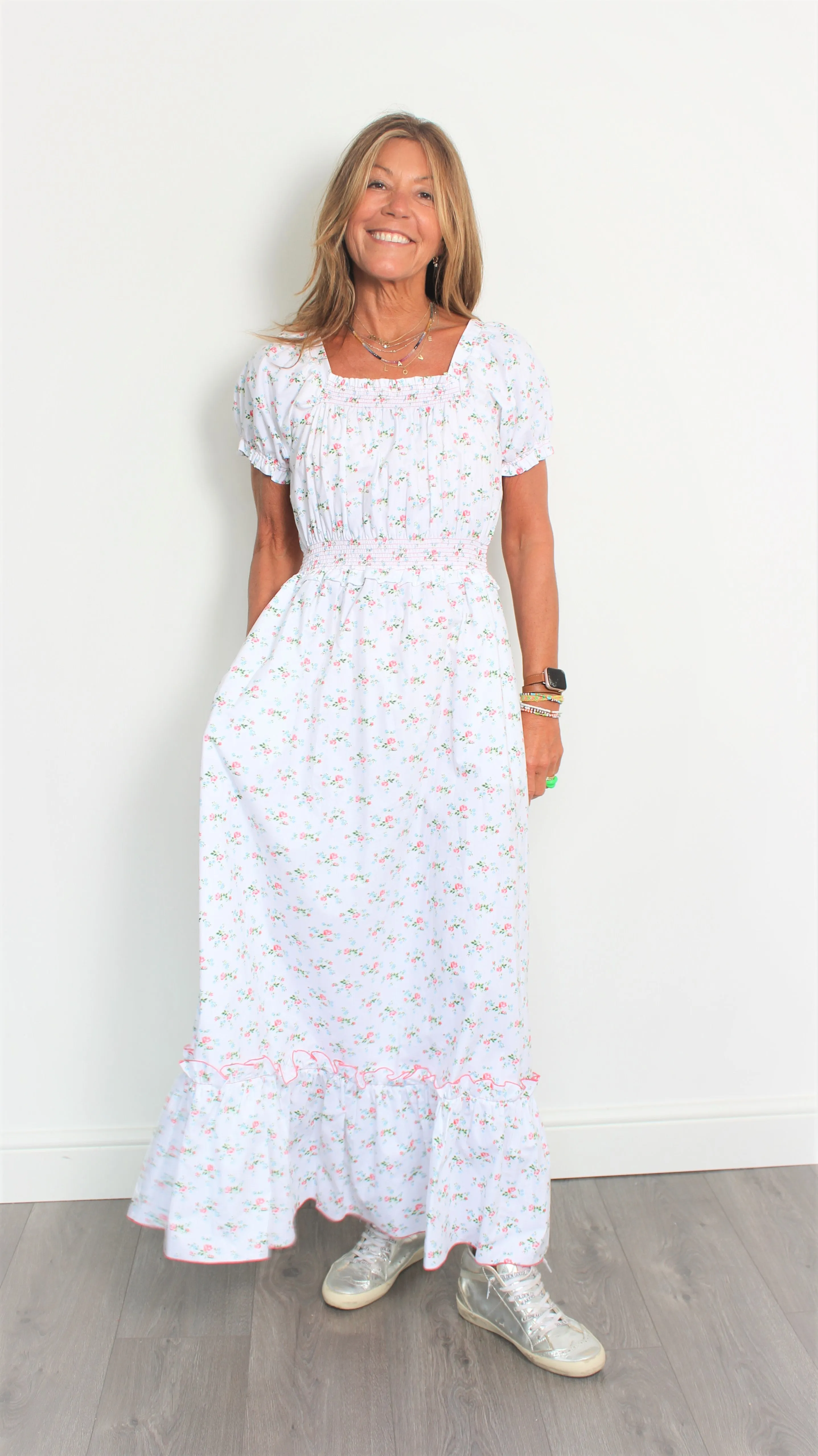 Loretta Caponi Stefania rose-print cotton maxi dress
