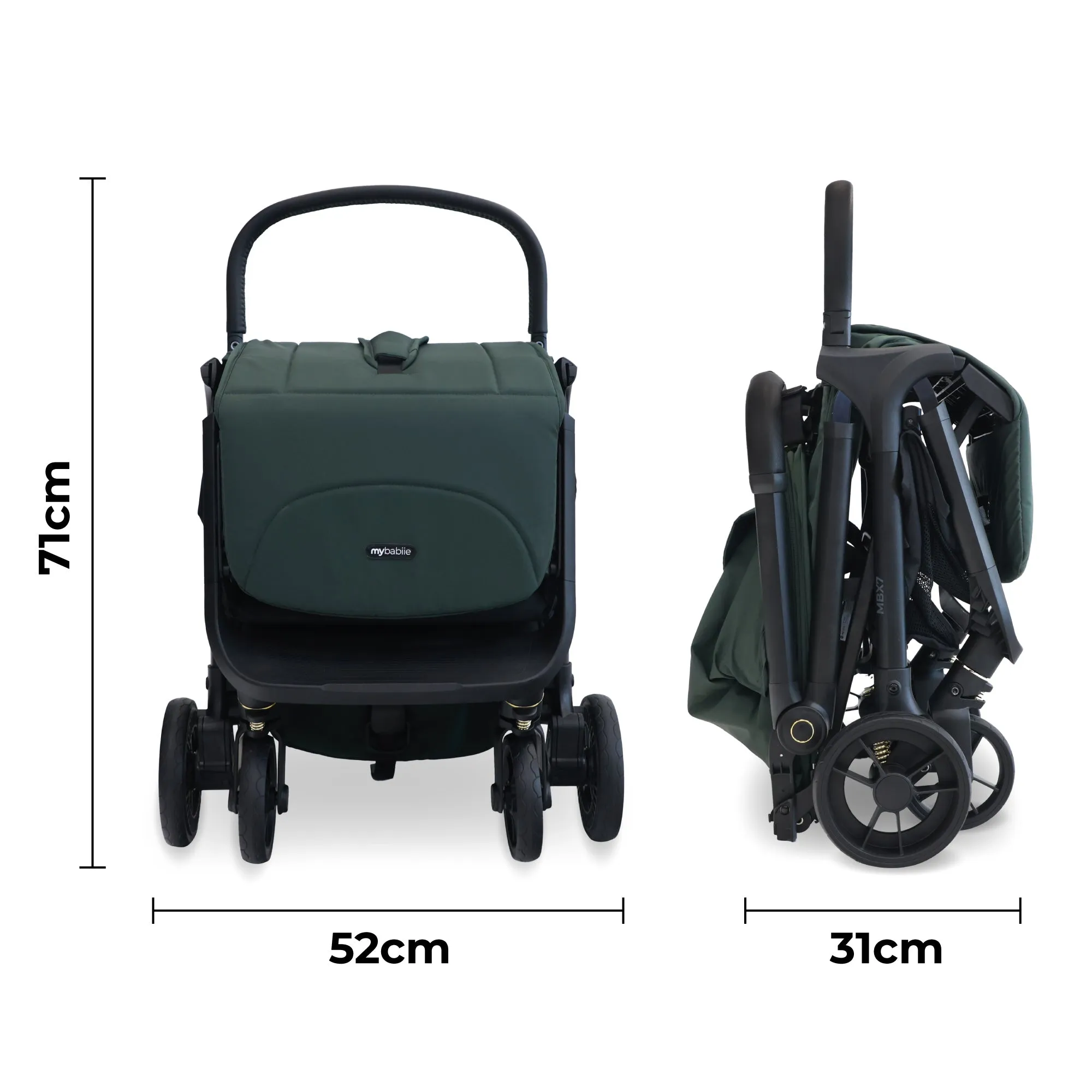 MBX7 Plus Auto-Fold Stroller - Forest Green