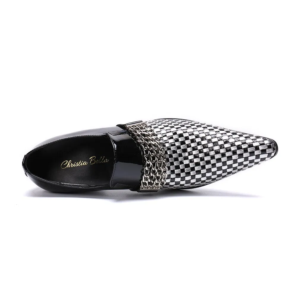 Men's Checkerboard Genuine Leather Oxford Shoes