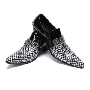 Men's Checkerboard Genuine Leather Oxford Shoes