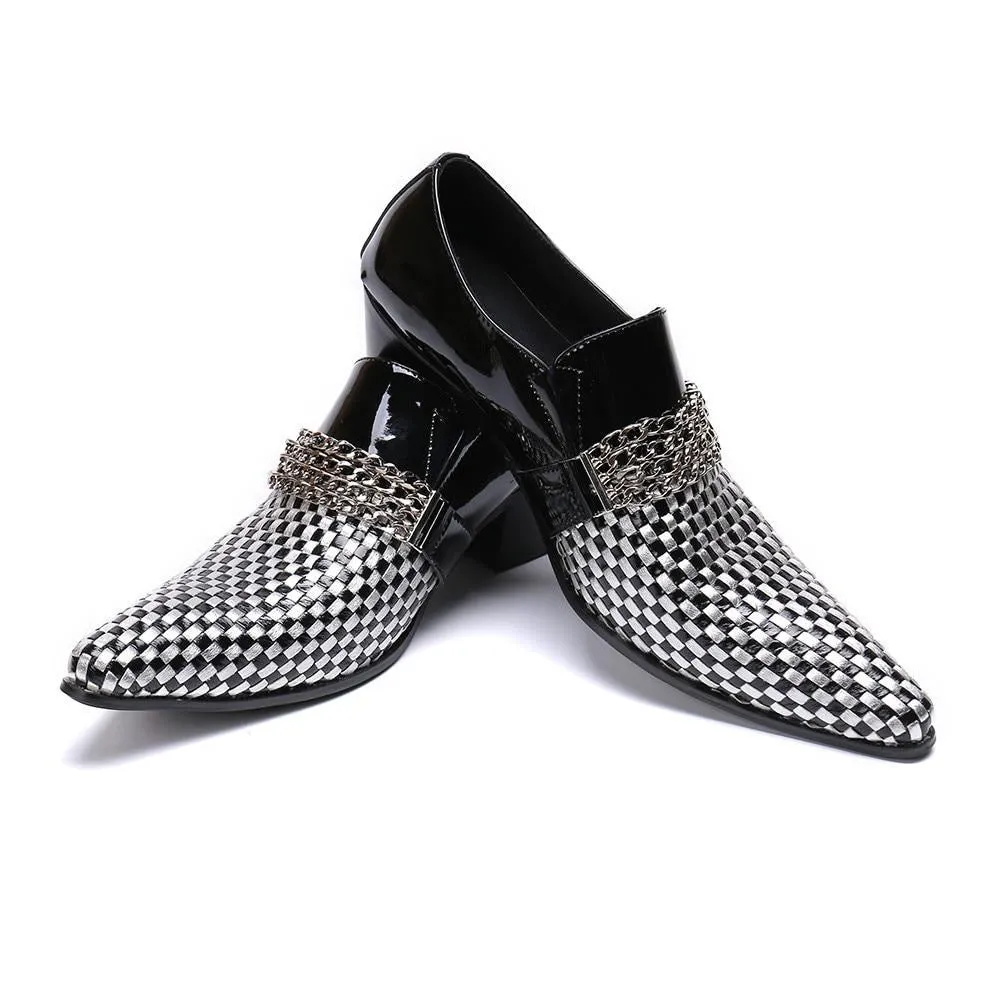Men's Checkerboard Genuine Leather Oxford Shoes