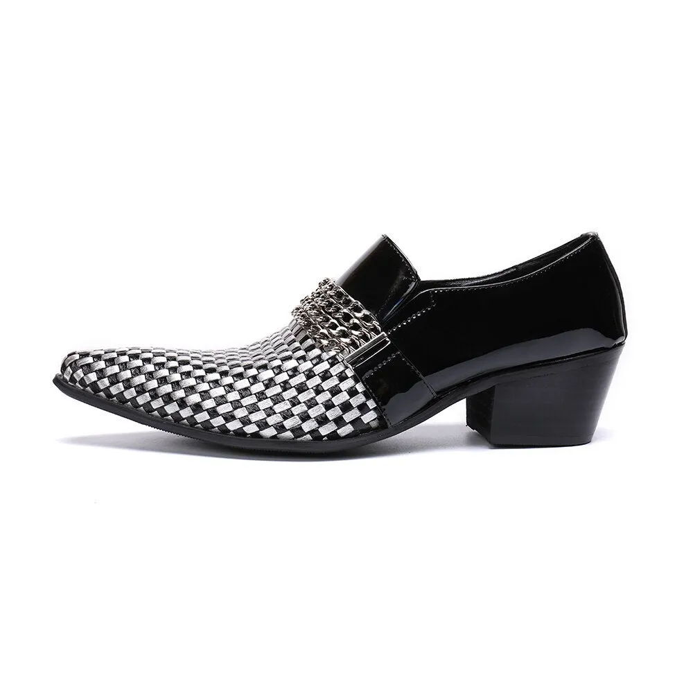 Men's Checkerboard Genuine Leather Oxford Shoes