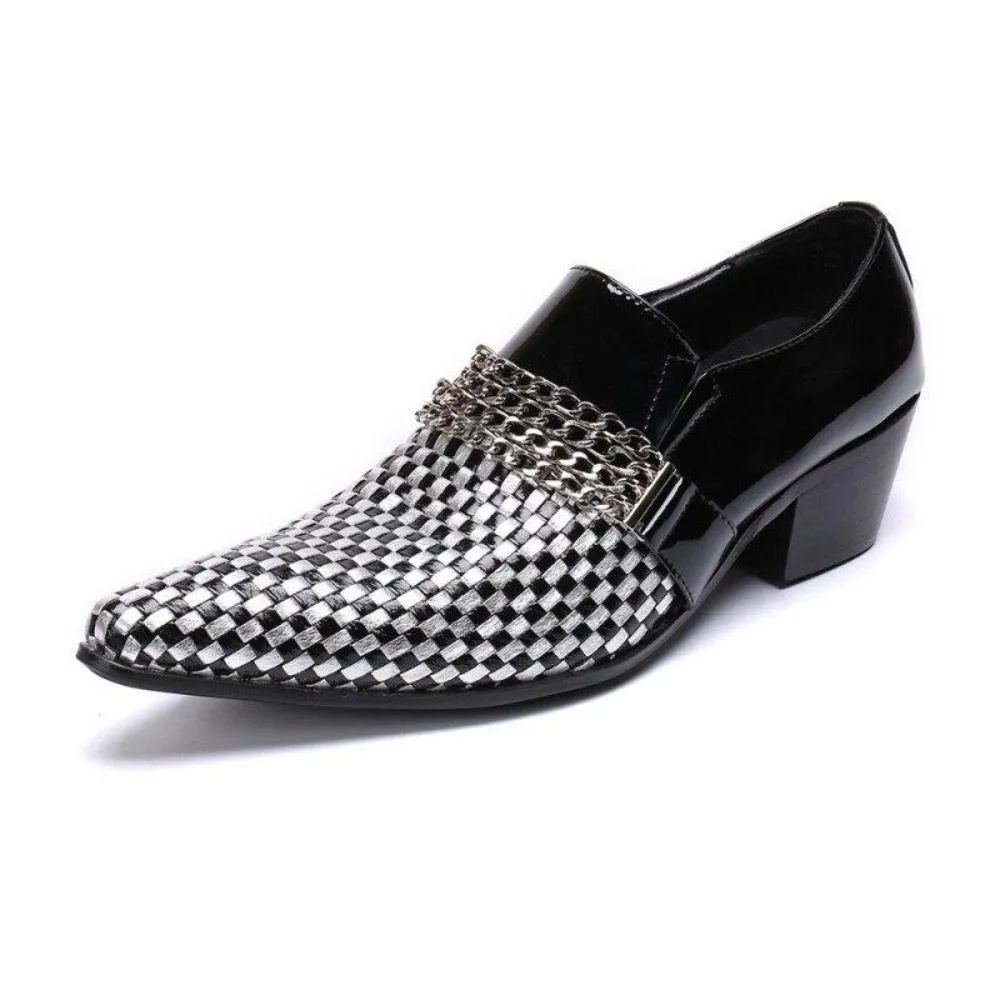 Men's Checkerboard Genuine Leather Oxford Shoes