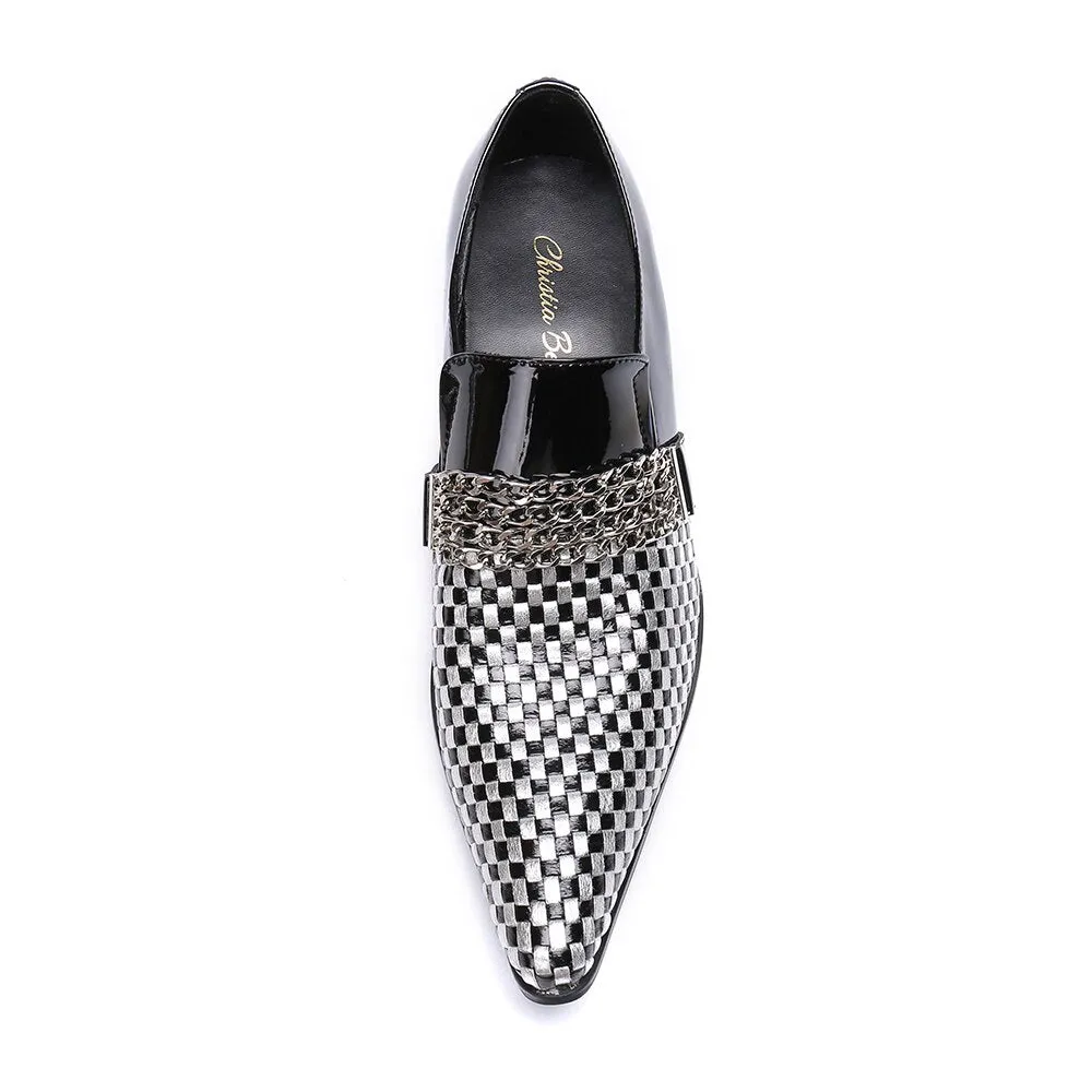 Men's Checkerboard Genuine Leather Oxford Shoes