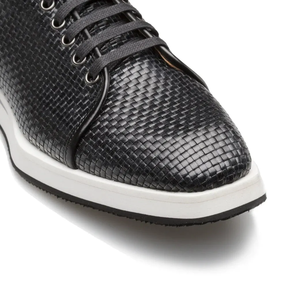 Mezlan A20301 Men's Shoes Black Woven / Calf-Skin Leather Sport/Casual Derby Sneakers (MZS3522)