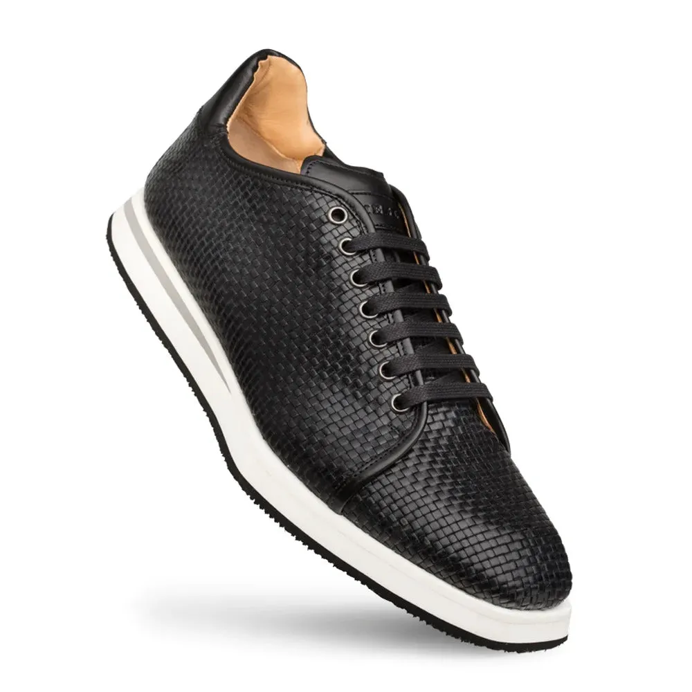 Mezlan A20301 Men's Shoes Black Woven / Calf-Skin Leather Sport/Casual Derby Sneakers (MZS3522)