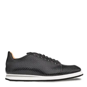 Mezlan A20301 Men's Shoes Black Woven / Calf-Skin Leather Sport/Casual Derby Sneakers (MZS3522)