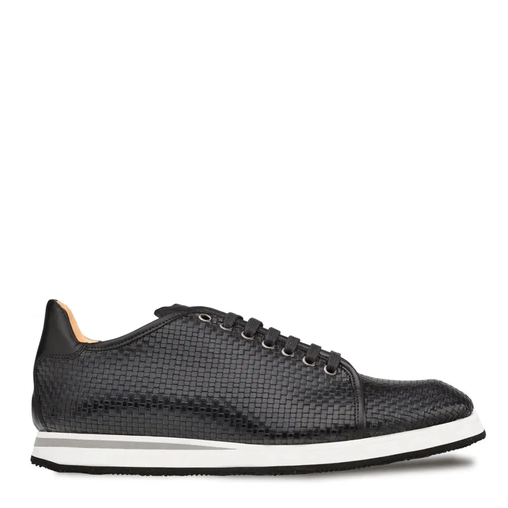 Mezlan A20301 Men's Shoes Black Woven / Calf-Skin Leather Sport/Casual Derby Sneakers (MZS3522)