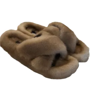 MINK CROSS OVER SLIDES - NATURAL