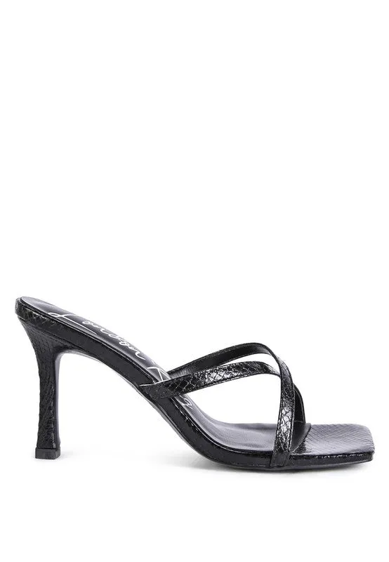 Muriel Croc Cross Strap Slider Sandals