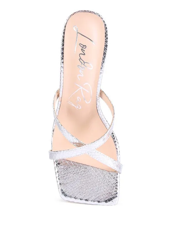 Muriel Croc Cross Strap Slider Sandals