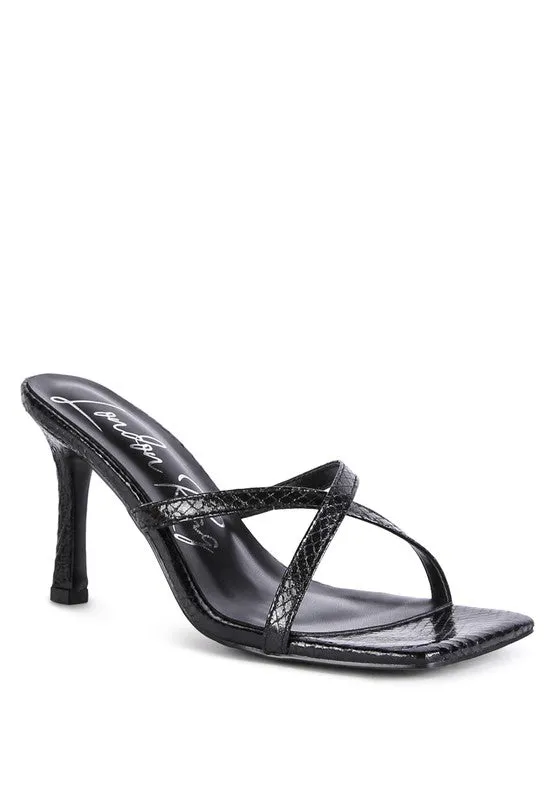 Muriel Croc Cross Strap Slider Sandals