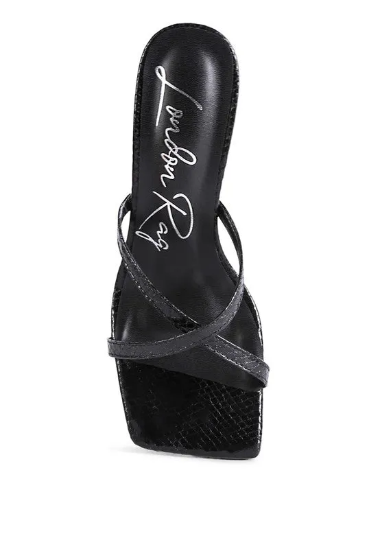 Muriel Croc Cross Strap Slider Sandals
