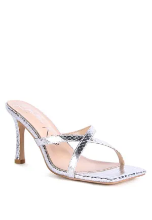 Muriel Croc Cross Strap Slider Sandals