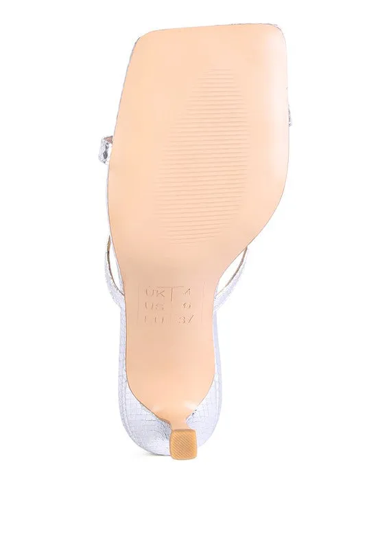 Muriel Croc Cross Strap Slider Sandals