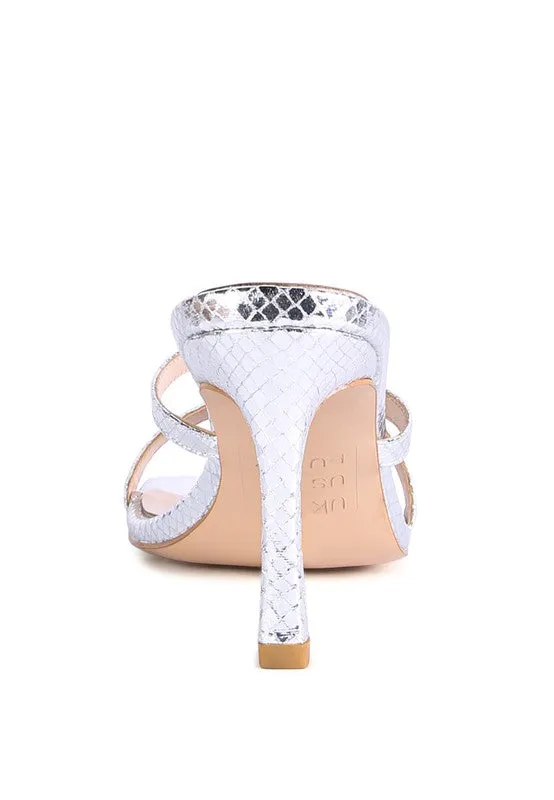 Muriel Croc Cross Strap Slider Sandals