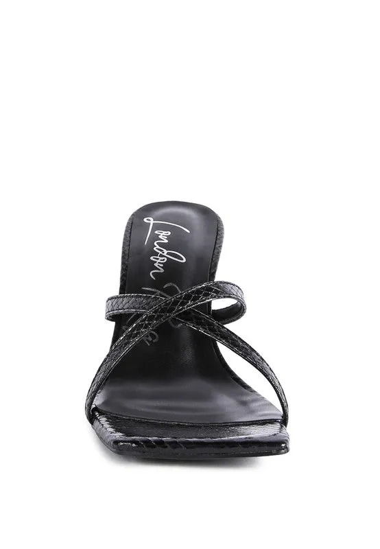 Muriel Croc Cross Strap Slider Sandals