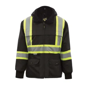 Nats Men's Hi Vis Winter Work Jacket 600D CSA Poly Insulated Waterproof Reflective, Durable, Comfortable, Taped Seams, Detachable Hood | Sizes XS-5XL