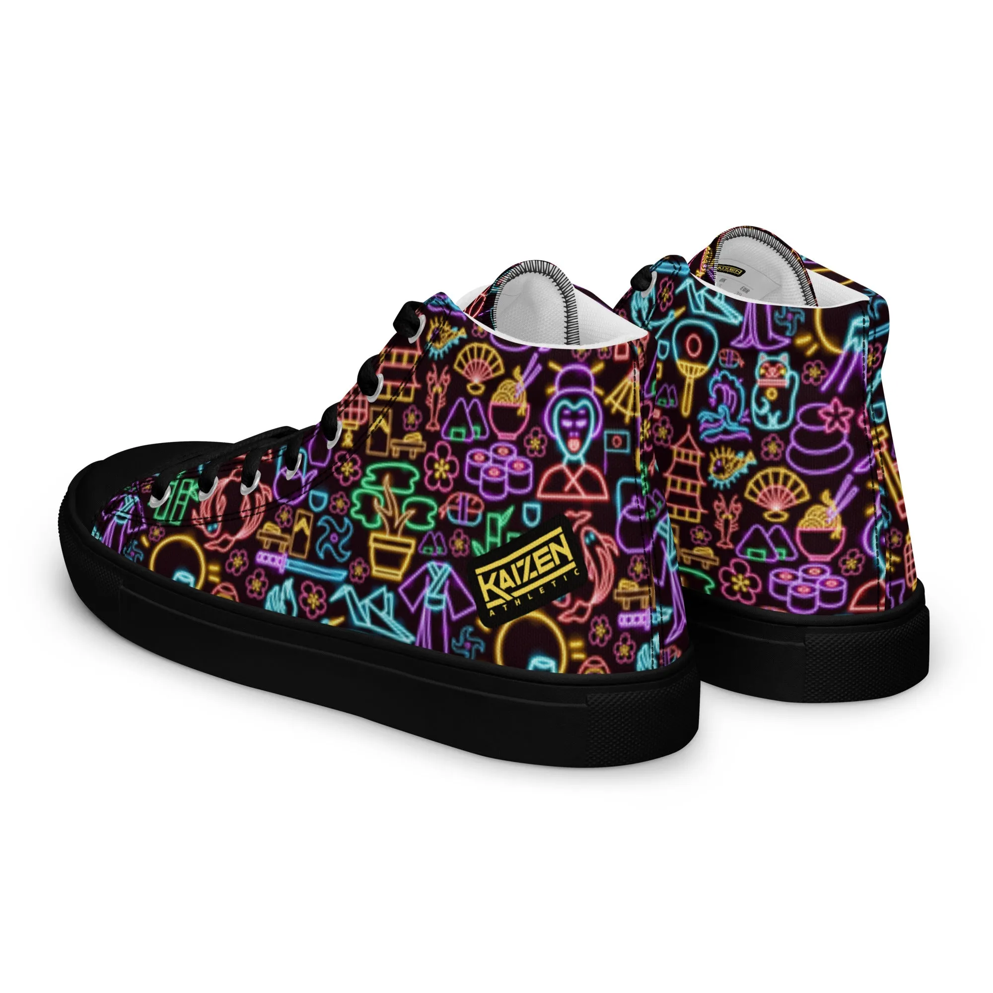 Neon Nights Men’s High top Canvas Shoes by Kaizen Athletic