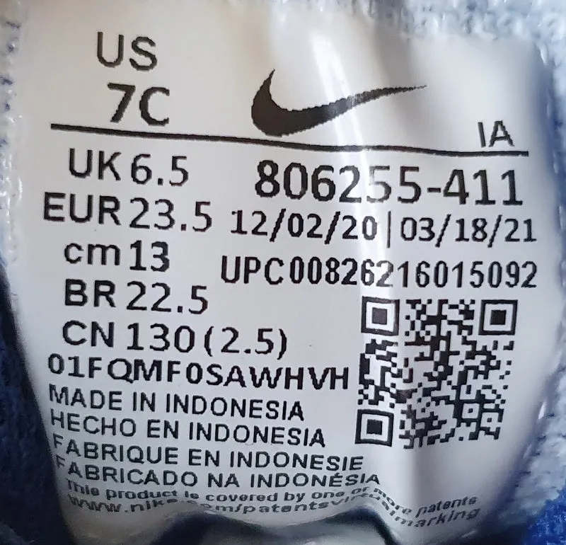 Nike MD Runner Low Textile Kids Trainers UK6.5/US7C/EU23.5 806255-411 Blue/White