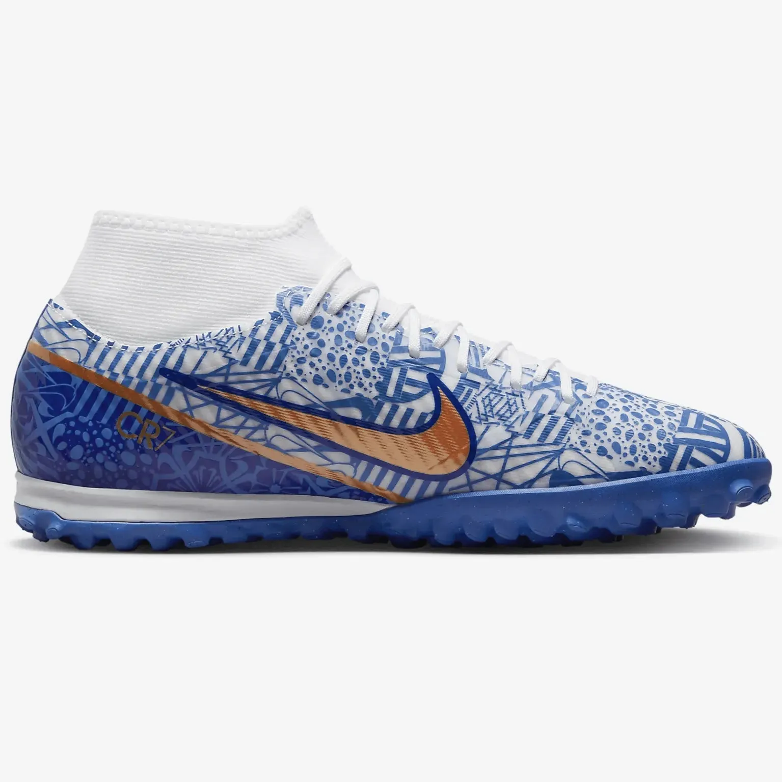 Nike Zoom Superfly 9 Academy CR7 Turf - White-Metallic Copper
