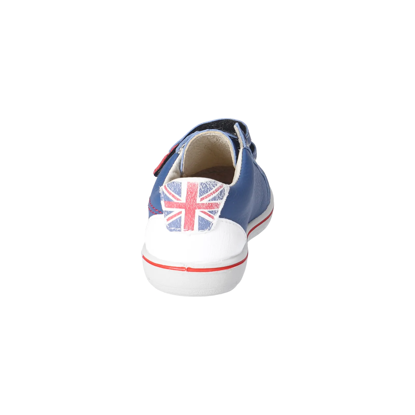 Nippy Leather Sneaker in Blue with Red and White Flag
