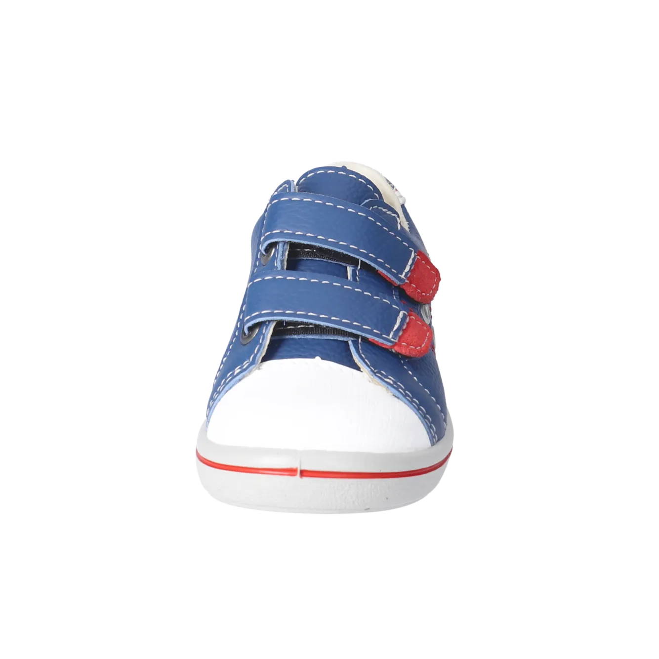 Nippy Leather Sneaker in Blue with Red and White Flag