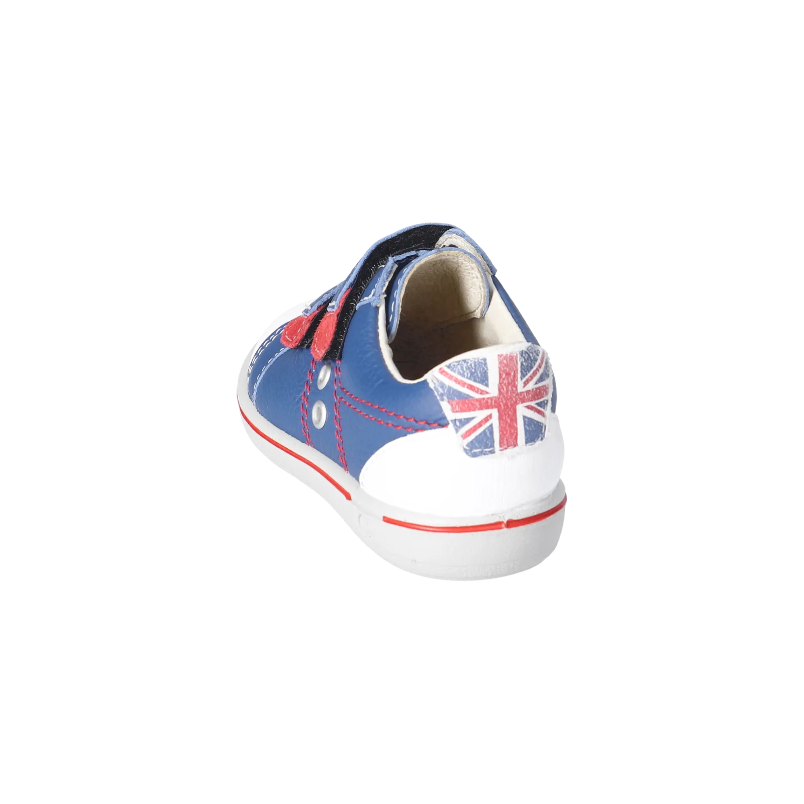 Nippy Leather Sneaker in Blue with Red and White Flag