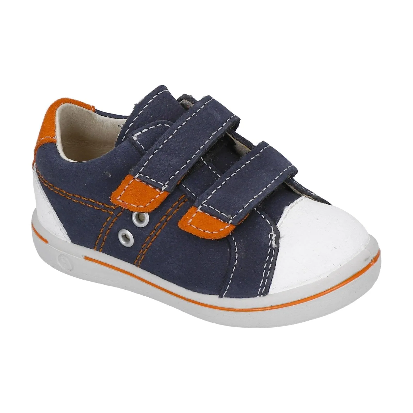 Nippy Leather Sneaker Shoe in Navy Orange