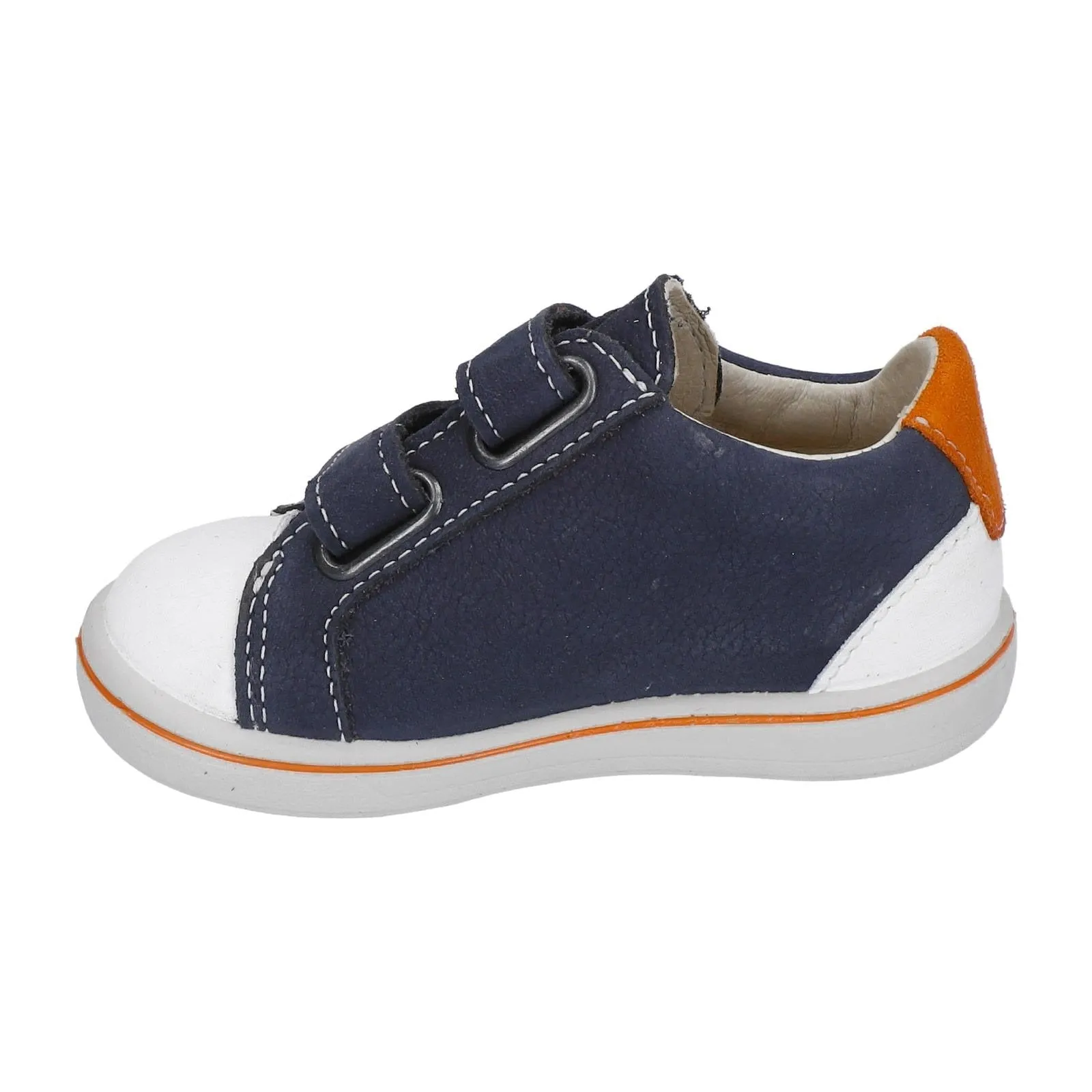 Nippy Leather Sneaker Shoe in Navy Orange