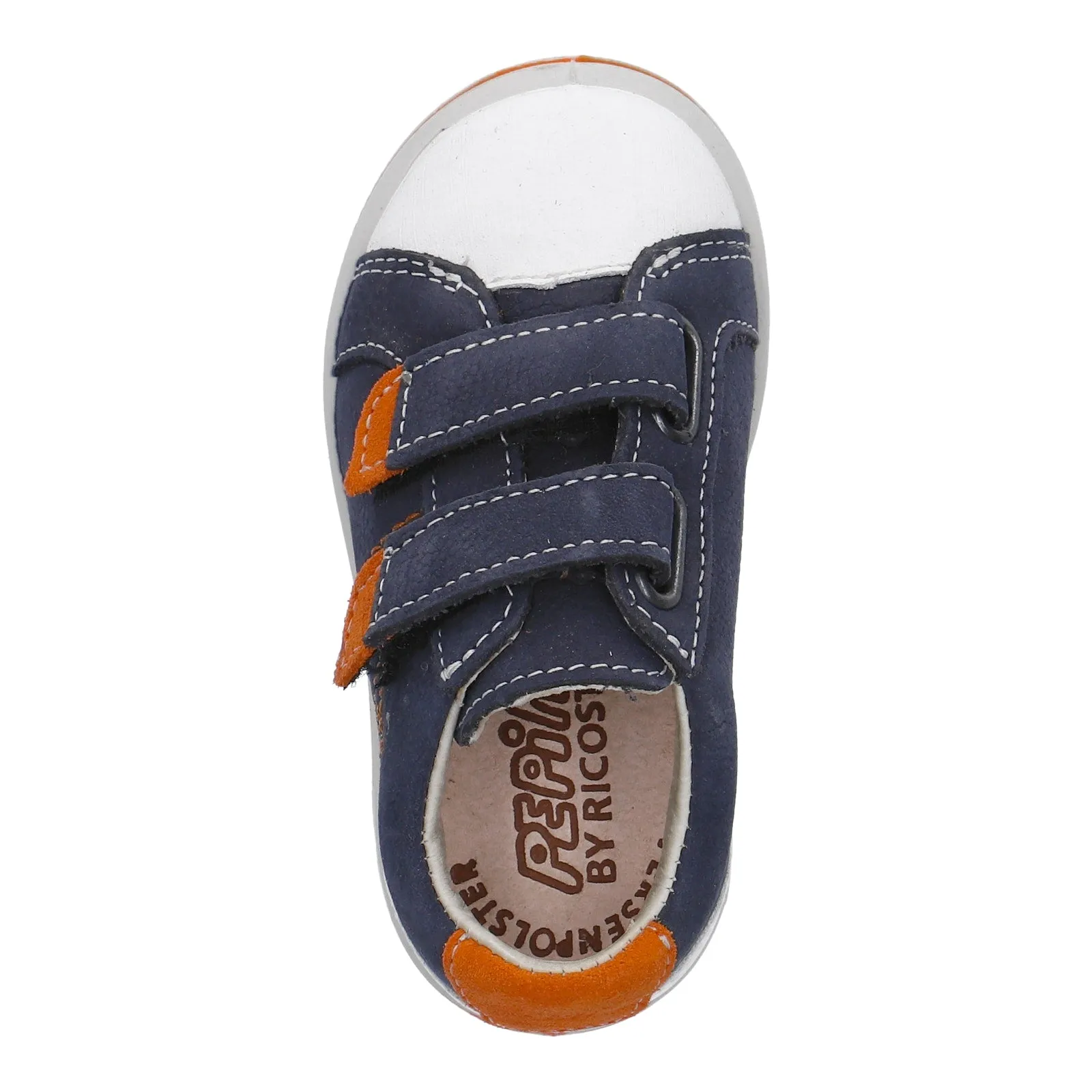 Nippy Leather Sneaker Shoe in Navy Orange