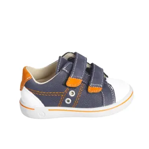 Nippy Leather Sneaker Shoe in Navy Orange