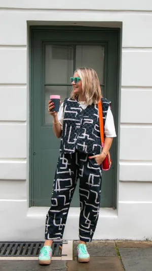 Organic Cotton & Linen Black & White Balloon Trousers by Wild Clouds